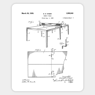 Table Tennis Patent - Ping Pong Fan Tennis Player Art - White Sticker